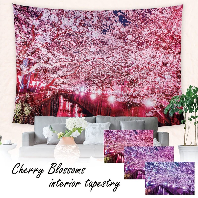 next.design Tapestry, Extra Large, Cherry Blossoms, Cherry Blossom Viewing, Night