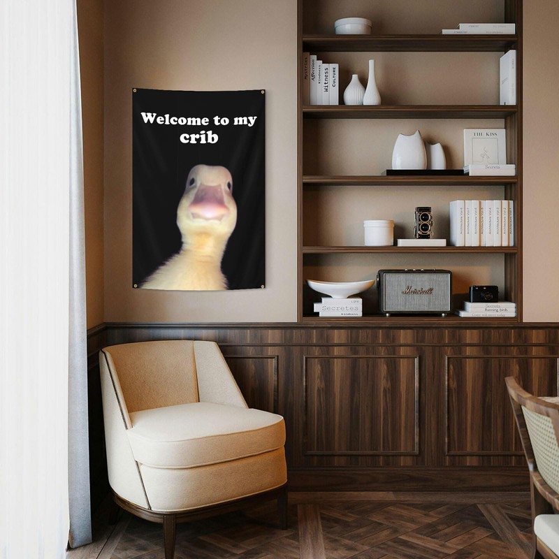 Generic Welcome to My Crib Duck Flag Funny Tapestries 2x3FT