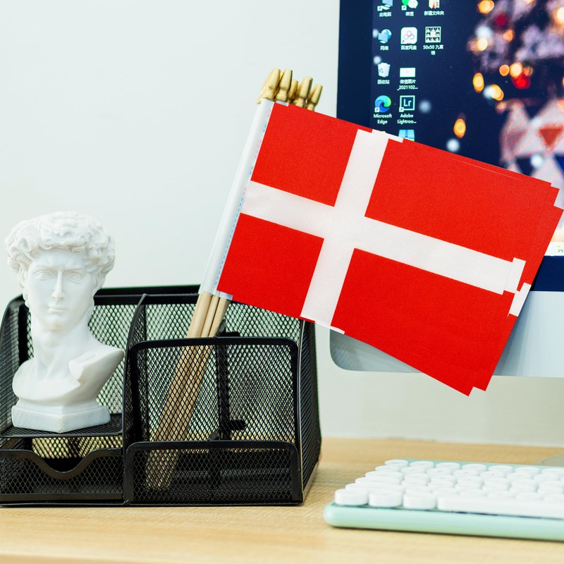 TSMD Denmark Stick Flag Danish Small Mini Hand Held Flags,5x8