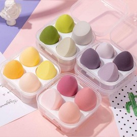 Foundation Waterdrop Makeup Sponge Puff 4-Piece Set for Cushion & Powder Waterdrop Makeup Sponge Pink 2ea