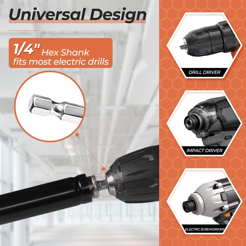 Swozzto 9/16" (12inch) Hollow Socket with 360° Rotatable 1/2" Impact