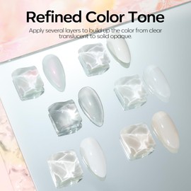 Modelones White Gel Nail Polish, 6 Colors Milky White Cat Eye Gel Polish Set with Magnet Nude Jelly Soak Off Nail Kit Manicure DIY Nail Art Salon Home Gift