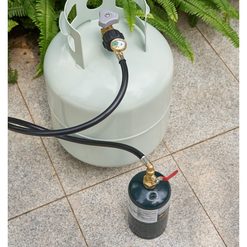 CALPOSE 3 Feet Propane Refill Adapter Hose with Gauge and
