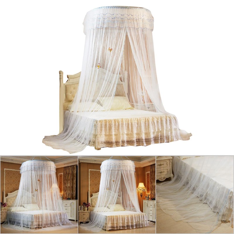 Breathable Round Canopy Lace Princess Style Mosquito Net Bed Curtain