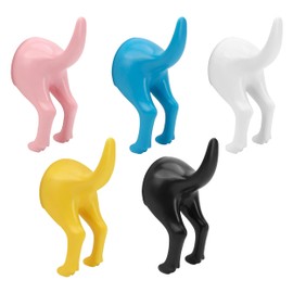 5 Pack Wall Coat Hooks, Cute Decorative Mounted Leash Holder Hangers, Dog Butt Wall Peg for Coat, Hat, Towel, Bag, Key, Plastic Bathroom Rustic Decor - Perfect for Dog Lovers Gifts