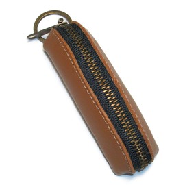 Leather Workshop Satou Coin Purse, Genuine Leather, Leather, Key Holder, Coin Case, Key Ring, Slim, For Cars, Men's, Women's, YKK Zipper, Made in Japan, Stick Type, Camel