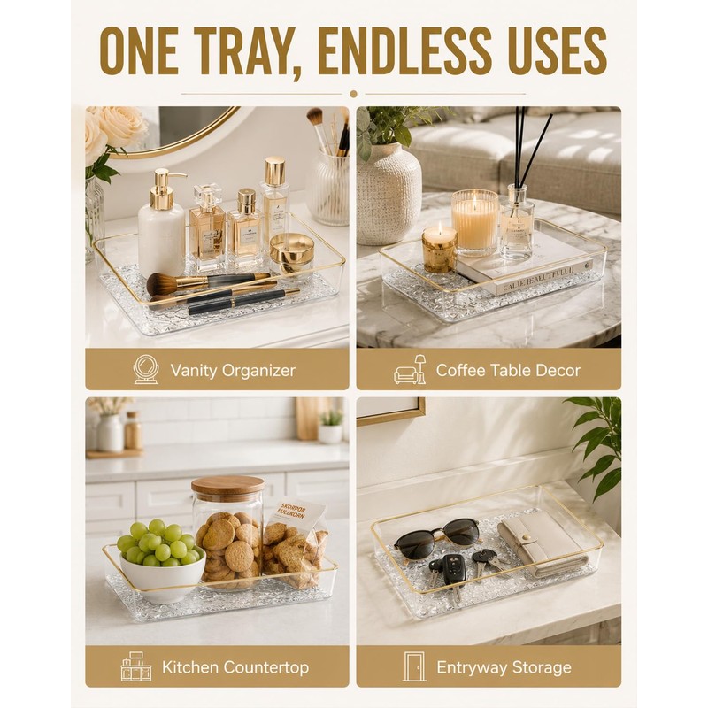Clear Acrylic Tray, 6 Pack Acrylic Serving Trays Deep Serving