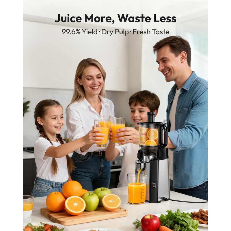 Juicer Machines, EUHOMY 5.8" Wide Feed Chute Cold Press Juicer