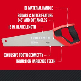 CRAFTSMAN Hand Saw, 15-Inch (CMHT20880)