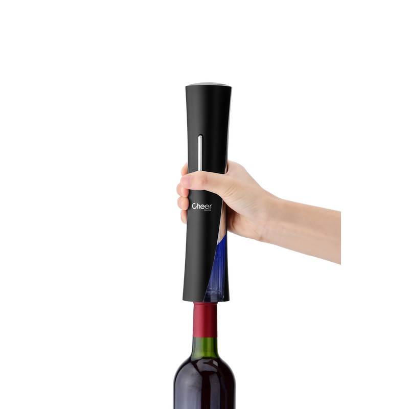 Cheer Moda Skyline Electric Wine Opener Gift Set, Battery, Black,