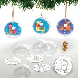 Baker Ross AX595 Festive Llama Mix & Match Christmas Bauble Craft Set for Children - 8 Pieces, Festive Creative Sets and Craft Supplies for Crafts and Decorating at Christmas Time
