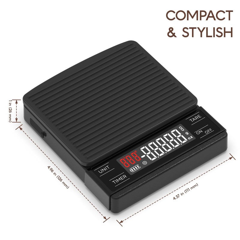 MAXUS Coffee Scale with IP65 Waterproof Design, USB Rechargeable 1000mAh
