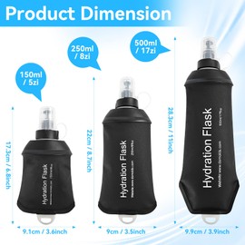 FR 150ml Soft Flask, Collapsible Soft Water Bottle for Hydration Packs - Running & Hiking Folding Water Bottle （Black）
