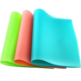 PSISO 11 PCS Refrigerator Mats, EVA Refrigerator Liners for Shelves Washable Can Be Cut Fridge Shelf Liner Waterproof Fridge Pads Mat Drawer Table Placemats, Pink/3 Green/4 Blue/4