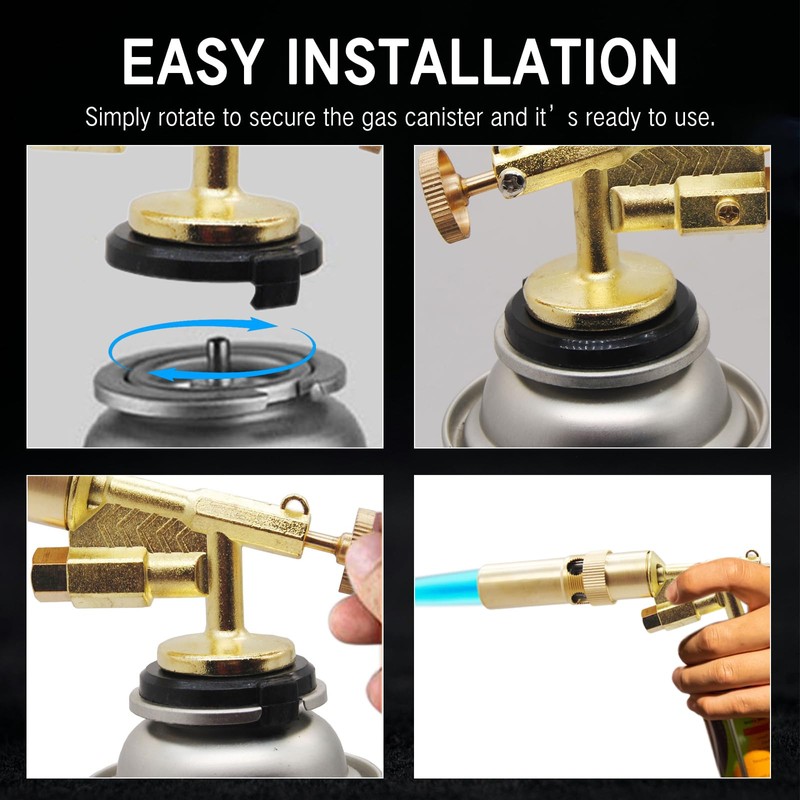 TECHPLUS Copper Alloy Butane Torch Head - Adjustable Flame Kitchen