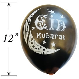 creative balloons Eid Mubarak Balloons 15 Pieces Black Eid Balloons 12 Inch Latex Balloons for Eid Mubarak Islamic Muslim Ramadan Festival Party Decoration Set