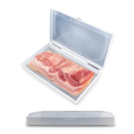 Iconikal Bacon Saver Deli Meat Storage Container 1-lb Capacity 11x6.5-Inch Snap-Tight Clear Lid Dishwasher Safe Food-Safe Fridge Organizer