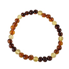 HolidayGiftShops Baltic Multicolor Round Amber Bracelet for Adults, Genuine Baltic Amber Bracelet for Women, Amber Jewelry for Women, Amber Bracelets for Adults,, Sterling Silver, Amber