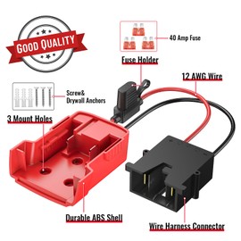 Power Wheel Azocek Adapter Compatible with Milwaukee 18V Battery with Wire Harness Connector Compatible with 12 Volt Power Wheel, 12AWG Wire with 40A Fuse