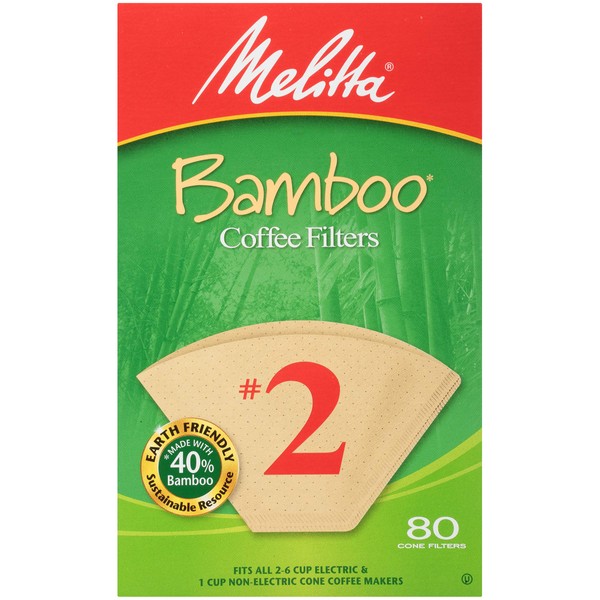 Melitta #2 Cone Coffee Filters, Bamboo, 80 Count (Pack of 6)