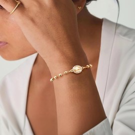 Gold Rosary Bead Cross Bracelet - 14k Gold Plated Virgin Mary Bracelets,Non Tarnish Golden Religious Rosarios Catolicos Virgen de Guadalupe Jewelry,Catholic Confirmation Baptism Gift for Women