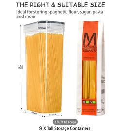 Wildone Airtight Food Storage Containers Set of 9 BPA Free Cereal & Dry Food Storage Containers 2.8L / 11.83 cups for Sugar, Flour, Snack, Baking Supplies, with 20 Chalkboard Labels & 1 Marker