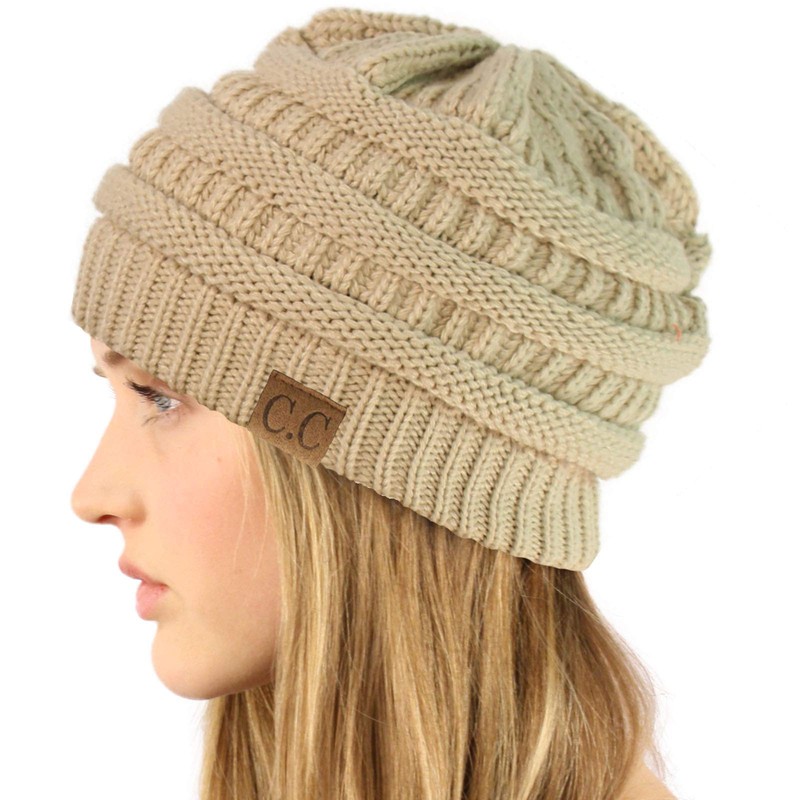 CC Classic Winter Fall Trendy Chunky Stretchy Cable Knit Beanie