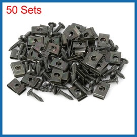 A ABSOPRO 50 Sets 4.2x16mm U Clip Screw Assortment Car Clips Fasteners with Screws for Bumper Dash Door Panel Interior Army Green Item Replacement
