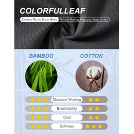 COLORFULLEAF Men's Boxer Briefs Soft Rayon Made From Bamboo Underwear Men Pack with Breathable Comfortable Open Fly (4B,XL)