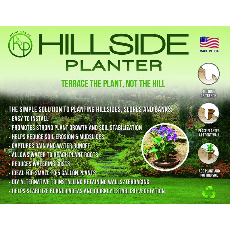 Hillside Planter-Set of (3) D.I.Y Erosion Control Soil Slope-Stabilization Runoff
