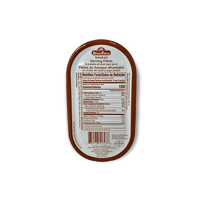 Smoked Herring Fillets Rugenfisch Filets de Hareng Fumes 6.7 oz