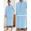 Lars Amadeus Blue Nightgown for Men's Contrast Color Stand Collar