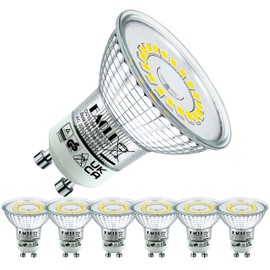 EACLL GU10 LED Cool White 6 W Replaces 90 W Halogen Bulbs, Pack of 6, Non-Dimmable Reflector Lamps, 695 Lumen 6000 K Bulbs, AC 230 V Flicker-Free Spotlight, Beam Angle 120° Spot