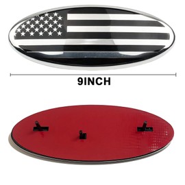 Modigo Front Grill Tailgate Emblem, 9 inch Black American Flag Badge Emblem Fit for F150 04-14, Edge 11-14, Explorer 11-16, Ranger 06-11, Expedition 07-14