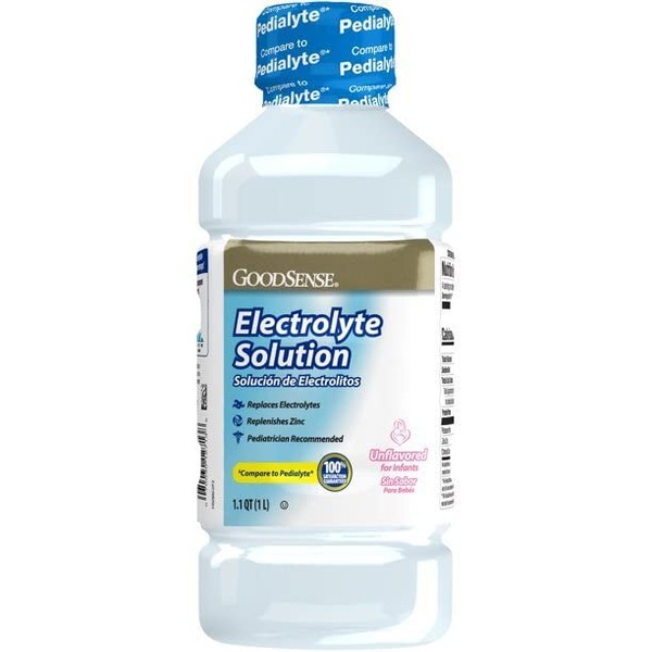 GoodSense Electrolyte Solution, Pediatric Oral Electrolyte Quickly Replenishes Fluids, Zinc, and Electrolytes Lost During Diarrhea and Vomiting, 1 Liter, Unflavored