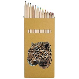 Azeeda 12 x 'Leopard Side View' Long 178mm Coloured Pencils/Pencil Set (PE00067913)