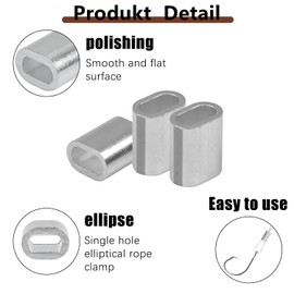 TOP-VIGOR 100Pcs 1mm Oval Aluminum Sleeves Clamps, Aluminium Wire Rope Clamp Crimping Loop Sleeves Clip for Fixing Steel Wires, Ropes, And Electrical Wires