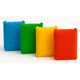 Fibra Esponja Multiusos de Colores para Cocina y Hogar; Esponjas de Limpieza para Lavar Trastes, Parrillas y Superficies de Baño (4 Pzs)