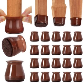 BUMACO 20Pcs Chair Leg Floor Protectors Chair Leg Protectors for Hardwood Floors Silicone Pads Covers to Protect Floors (Brown-20 Pcs, Universal S(0.9"-1.29"))