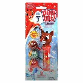 Flix Candy (1) Pop Ups Lollipop Holder - Rudolph the Red Nosed Reindeer - Filled with 3x Chupa Chups Lollipops - Net Wt. 1.26 oz