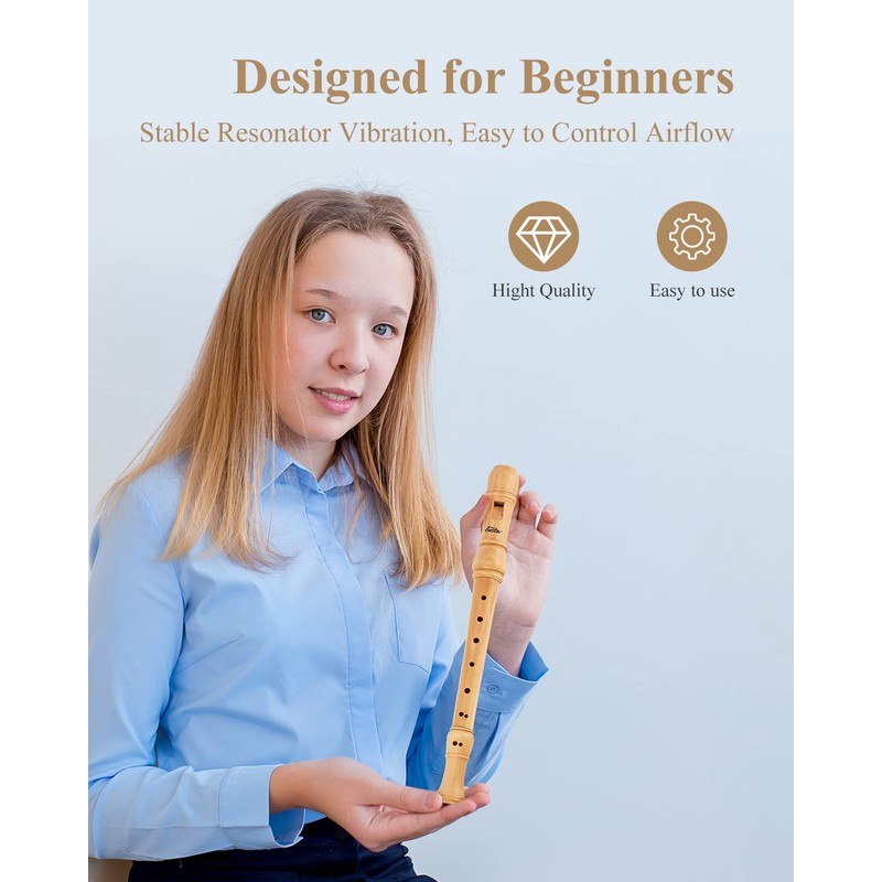 Eastar Soprano Beginners Recorder German Fingering C Key Maple Descant