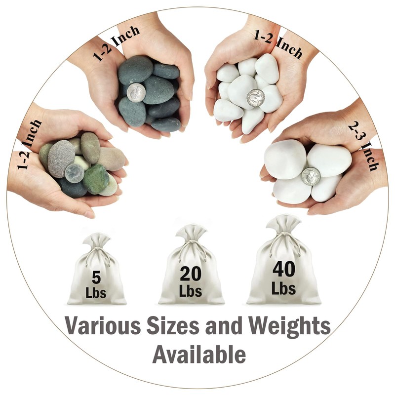 FANTIAN 40 lbs Large White River Rocks for Landscaping, 2-3