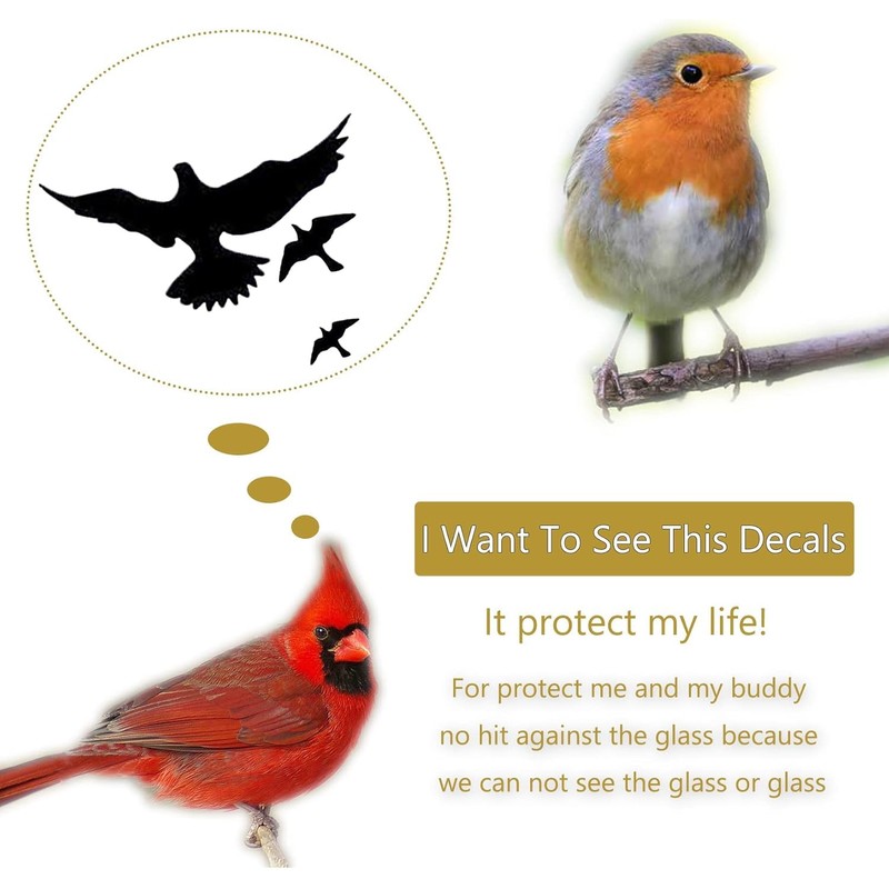 Lexziuo 30PCS Bird Anti-Collision Window Stickers - Large UV Reflective