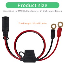 Basysion Wires Harness M10 (3/8in) XL Eyelet Terminal Connector, Compatible with NOCO GC008 X-Connect, for Genius Smart Battery Chargers Accessory-2PCS