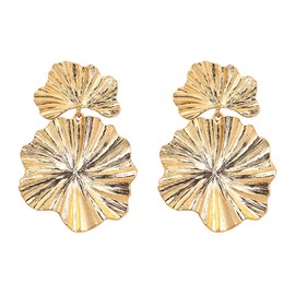 Flower Earrings for Women Dangle Drop Earrings Gold Boho Statement Earring Daisy Earrings Double Layer Flower Earrings for Wedding Party(H2:Flower Earrings)