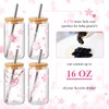 Zhehao 4 Pcs Sakura Boba Cups 16oz Iced Coffee Cups