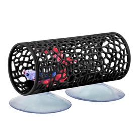 Bett-a Tunnel Bett-a Cave with Suction Cups Small Hole Hollow Cave Safer for Small Fish & Shrimp, Aquarium Decor & Hideout Tube(Color:Black)