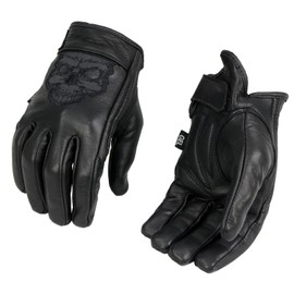 Milwaukee Leather MG7570 - Guantes de Mano para Motocicleta de Piel Negro con Palma Acolchada de Gel