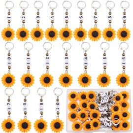 SUNNYCLUE 1 Box 20Pcs Cute Crochet Markers 1~20 Number Stitch Marker Resin Sunflower Planner Charms Knit Markers Locking Removable Leverback for Knitting Crocheting Sewing Quilting jewellery Making
