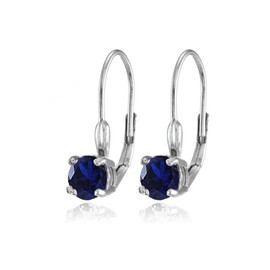 Earrings for Women – Birthstone Earrings – Genuine or Synthetic Gemstone Earrings – 6mm Round Solitaire Leverback Earrings – Drop Earrings – Sterling Silver Earrings or Gold Flash Silver Earrings,